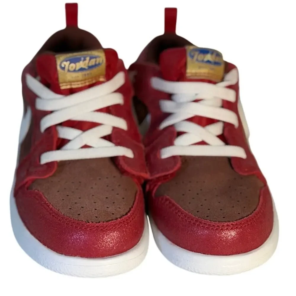 Air Jordan 1 Low ALT Toddler Shoes Red Brown White US 10C Hook & Loop Sneakers